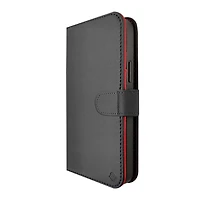 Étui MagSafe 2-en-1 avec Rabat en Cuir et Dos Amovible Uunique pour iPhone 15 Pro - Noir/Rouge