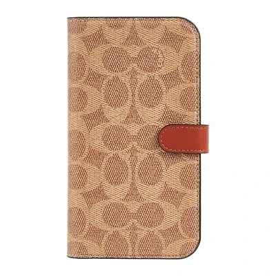 iPhone 15 Pro Max Coach Folio Signature C Case - Tan
