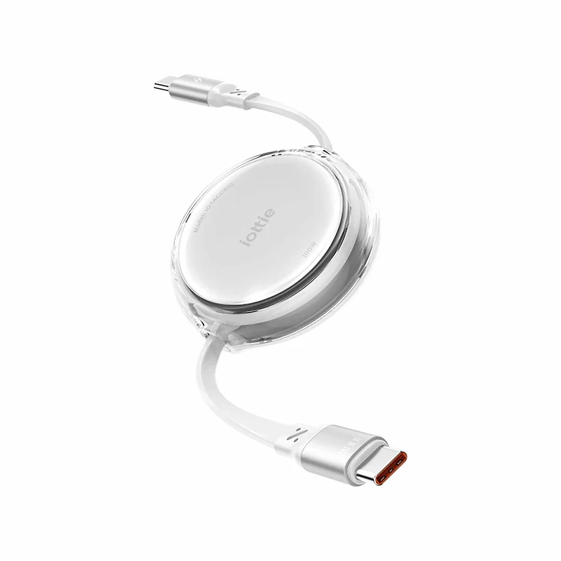 iOttie - Retractable Cable 100W USB-C to USB-C (set of 2) 3ft White