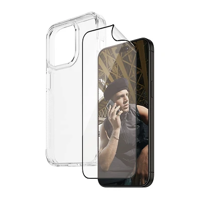 PanzerGlass Bundle avec HardCase et Matrix Glass pour iPhone 15 Pro - Transparent