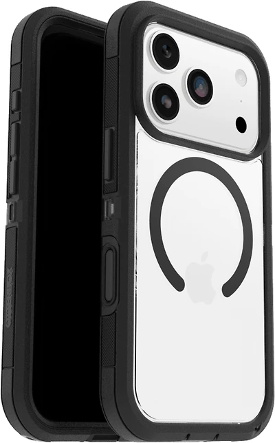 OtterBox 7798459 Étui Defender Pro XT Clear MagSafe avec Contrôle de la Caméra Dark Side (Noir) pour iPhone 17 Pro