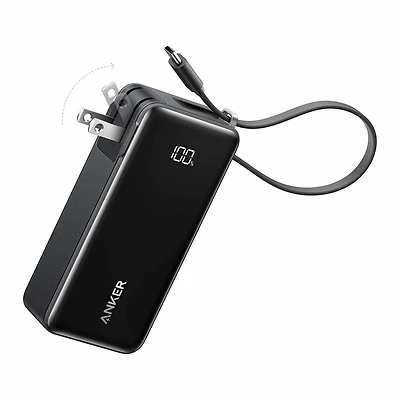 Anker - Batterie externe Fusion 10 000 mAh, noire, avec câble Lightning intégré