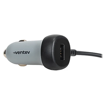 Ventev - Chargeur de voiture USB-A 12 W avec câble USB-C 15 W intégré - Gris foncé