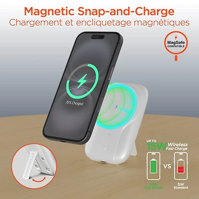 Hypergear 5000mAh Mag Grip Go Wireless Charging Portable Power Bank w/built in cable