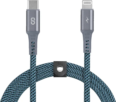 LOGiiX Piston Connect Braid 1.5M USB-C vers Lightning - Turquoise