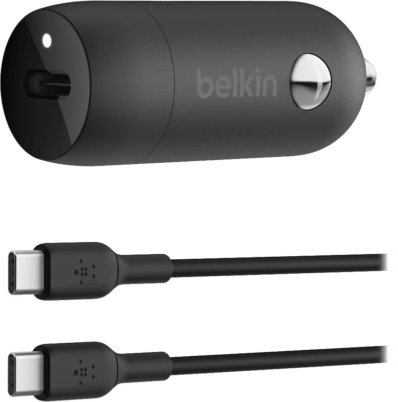 BoostCharge 30W USB-C PD PPS Car Charger and USB-C to USB-C Cable Black