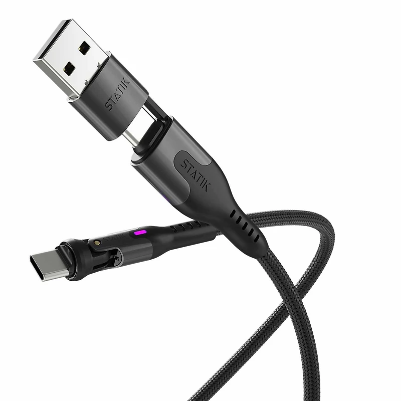 Statik PUP045510FTCCCA Câble Tressé en Nylon de Charge/Sync PowerPivot Pro USB-C vers USB-C 10 pieds Noir