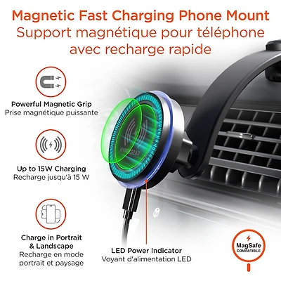 HyperGear MaxCharge Flex 15W MagSafe Wireless Mount - Black