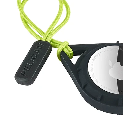 Apple AirTag Pelican Protector w/Cord - Black/Lime Green