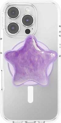 PopSockets 809059 PopGrip pour MagSafe Rond avec Anneau Adaptateur Tidepool Star Squishy Lavande Fog