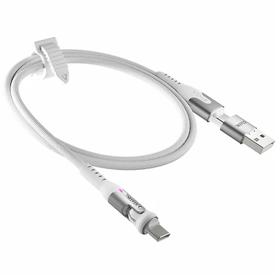 Statik PUP04556FTCCWHTCA Câble Tressé en Nylon de Charge/Sync PowerPivot Pro USB-C vers USB-C 6.6 pieds Blanc