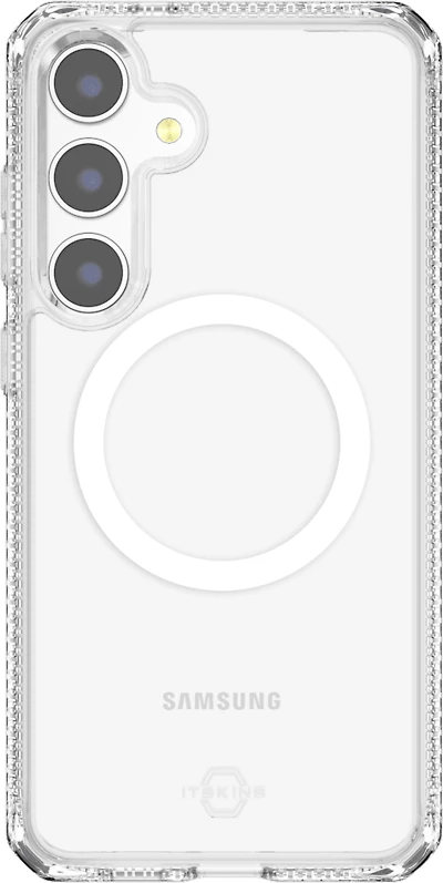 ITSKINS SGZRHMACRTRSP Étui Hybrid_R Clear Compatible avec MagSafe Transparent pour Samsung Galaxy S25