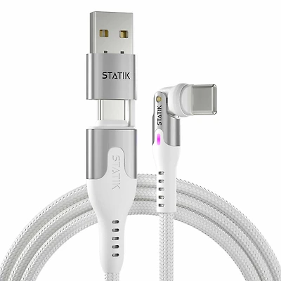 Statik PUP0520WHT6FTCA Câble de Charge/Sync Magnétique Universel 360 Pro 6.6 pieds Blanc