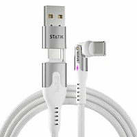 Statik PUP0520WHT6FTCA Câble de Charge/Sync Magnétique Universel 360 Pro 6.6 pieds Blanc
