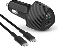 Chargeur de voiture SpeedBoost avec adaptateur d’allume-cigare rapide de 25 W USB-C PD et 12 W USB de HyperGear avec alimentation programmable câble USB-C de 4 pi