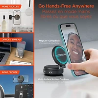 Support magnétique pour téléphone HyperGear Mag Vac avec ventouse, transparent