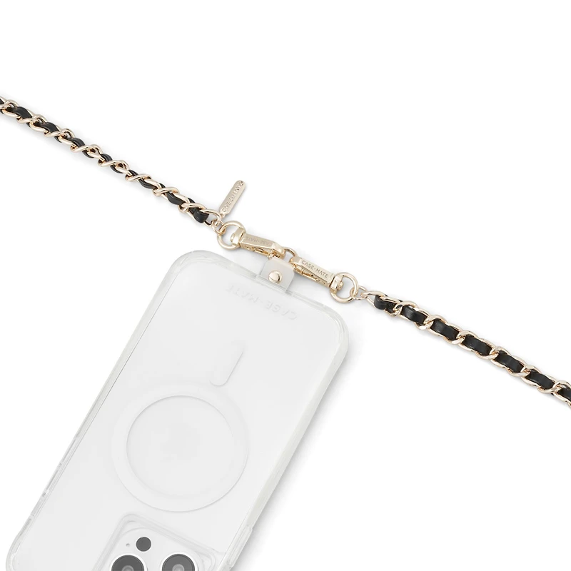 Universal Case-Mate Crossbody Chain - Gold/Black Leather