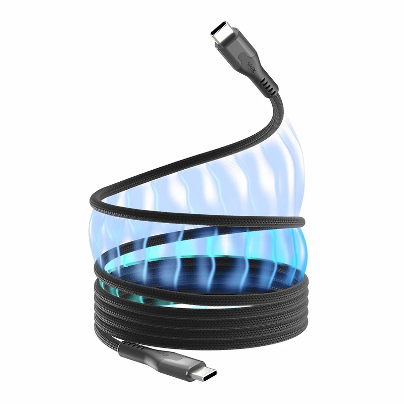 Blu Element - SelfCoil Magnetic Cable USB-C to USB-C 6ft 100W Black