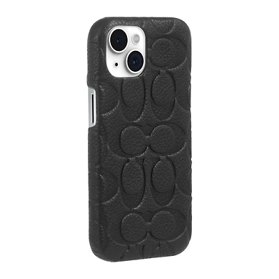 iPhone 15/14/13 Coach Leather Slim Wrap Signature C Case - Black Emboss