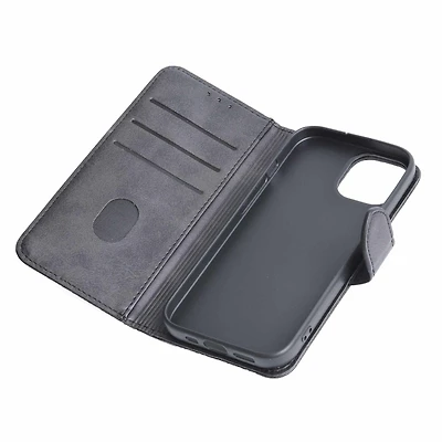 Blu Element BEWF151413B Étui Portefeuille Folio en Cuir Vegan Noir pour iPhone 16e/15/14/13