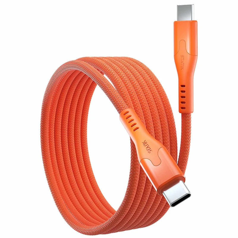 Statik - MagStack Pro Charge/Sync Magnetic Cable USB-C to USB-C 6.6ft Orange