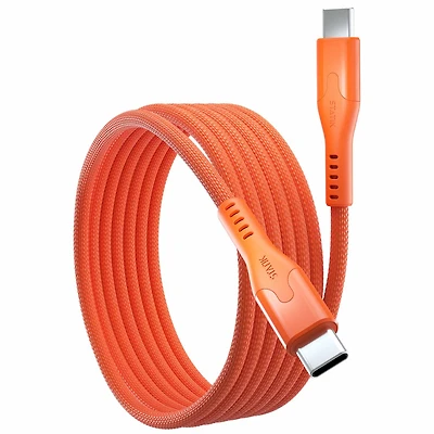 Statik - MagStack Pro Charge/Sync Magnetic Cable USB-C to USB-C 6.6ft Orange