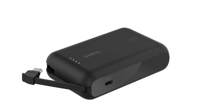 Belkin - BoostCharge Power Bank with Integrated Cable 10,000 mAH - Black