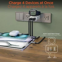 HyperGear 43W Multi-Port Hub w/Apple Watch Charger - White