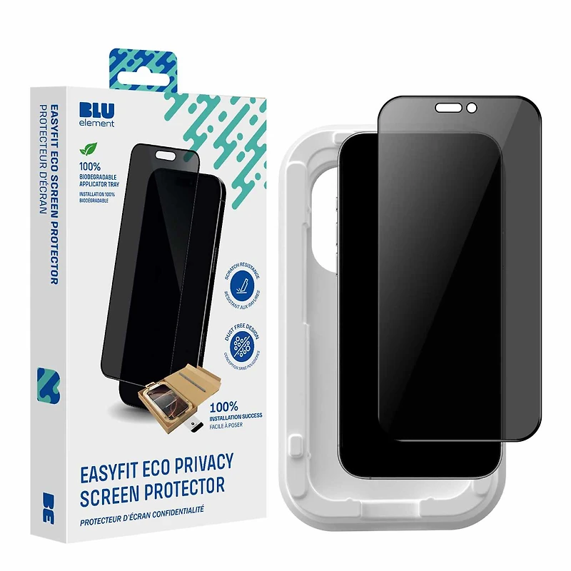 Blu Element BEPGIKIP17P Protection D'écran EasyFit Privacy Éco pour iPhone 17 Pro
