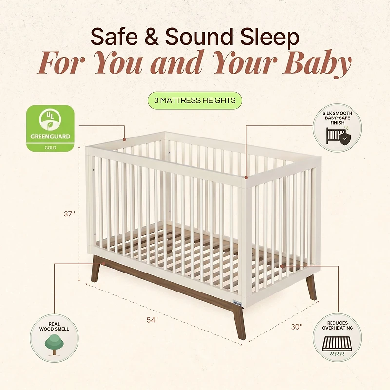 Soho 3-in-1 Convertible Crib - Almond Milk / Walnut