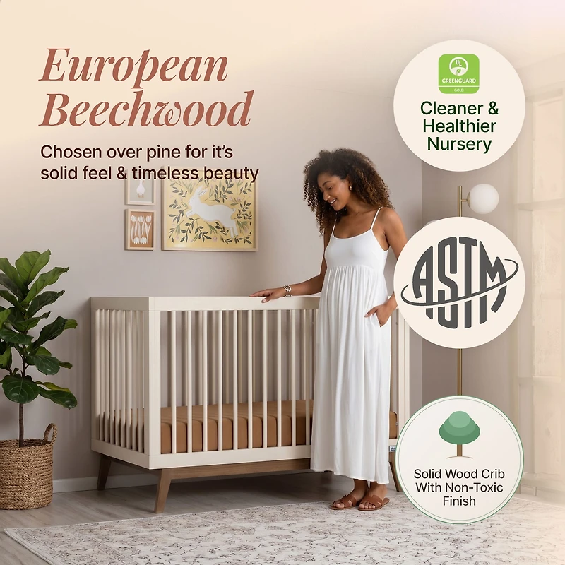 Soho 3-in-1 Convertible Crib - Almond Milk / Walnut