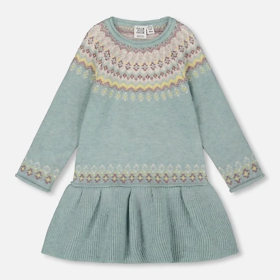 Robe Tricot Fleurs De Givre3-6ans