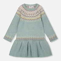 Robe Tricot Fleurs De Givre3-6ans