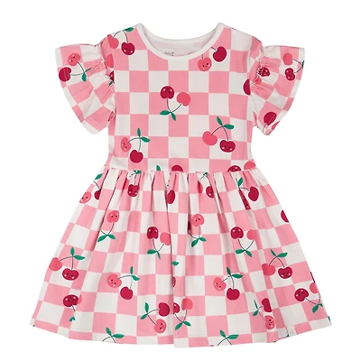 Robe Carreaux Cerise 3-6ans