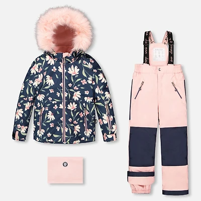 Flowers Navy Snowsuits 7-12