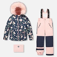 Flowers Navy Snowsuits 7-12