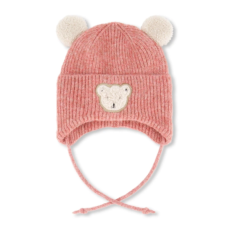 Tuque Tricot Rose Ours 3-36mois