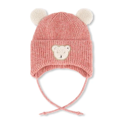 Tuque Tricot Rose Ours 3-36mois