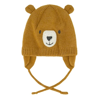 Bear Brown Knit Hat 3-36m