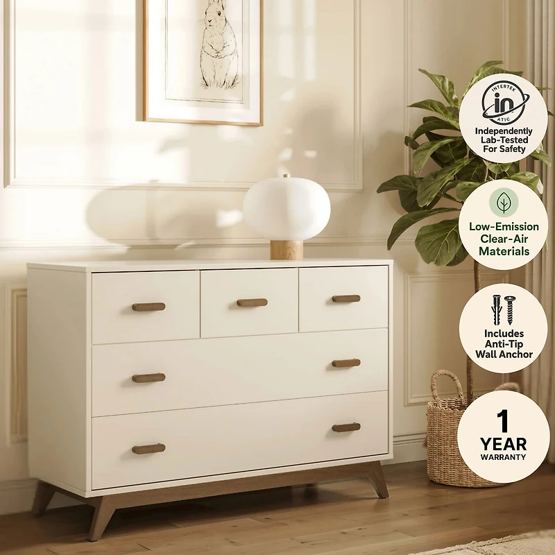 5 Drawers Dresser Chest - Almont Walnut