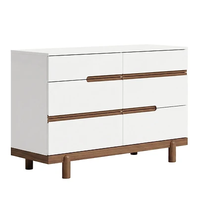 Bliss 6-Drawers Dresser - White / Walnut