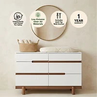 Commode 6 Tiroirs Bliss -  Noyer / Blanc