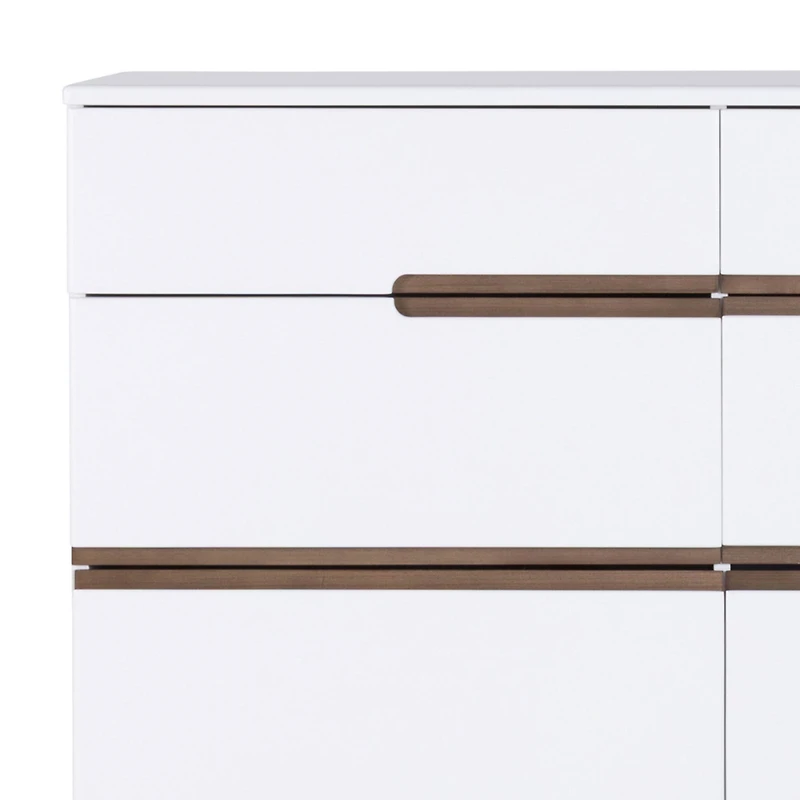 Commode 6 Tiroirs Bliss -  Noyer / Blanc