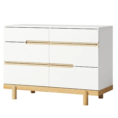Commode 6 tiroirs Bliss - Blanc / Naturel