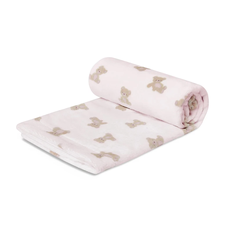 Couverture Peluche Ours Rose