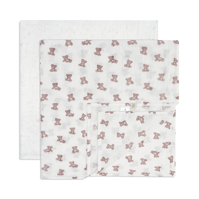 2pk Muslin Swaddles-bear