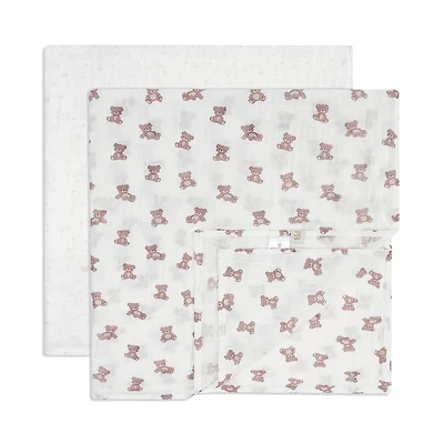 2pk Muslin Swaddles-bear