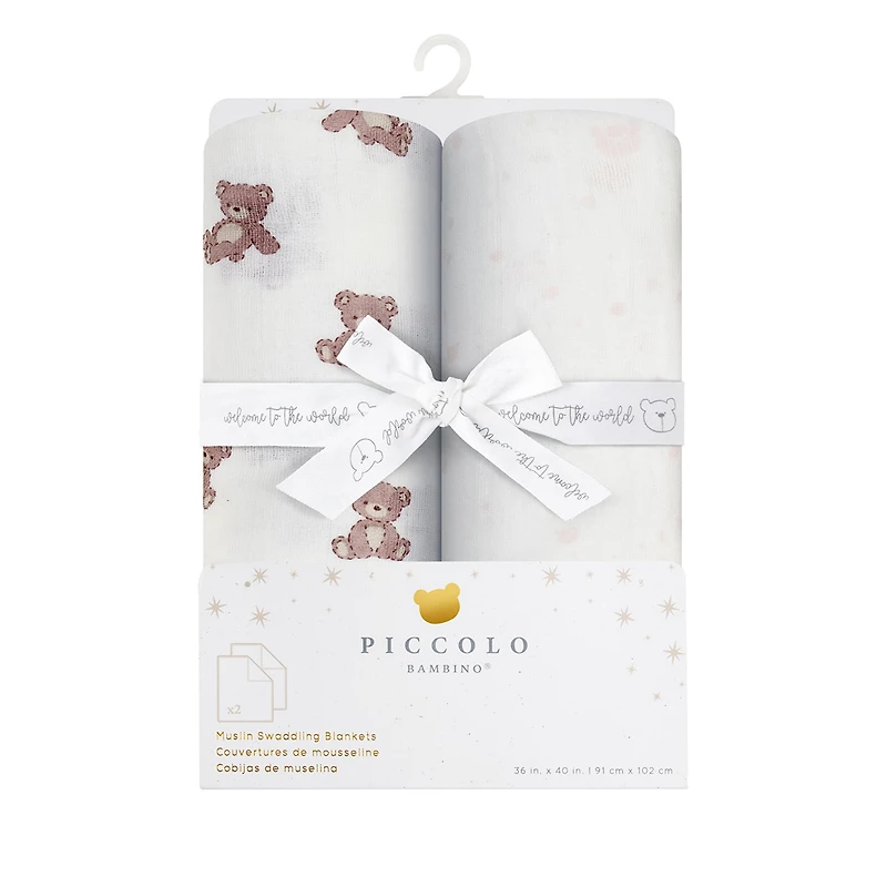 2pk Muslin Swaddles-bear