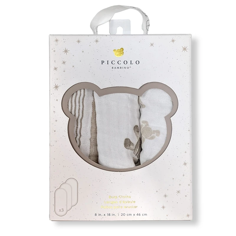 Muslin Burp Cloth 3-pack - Bear