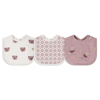 Teddy-3pk Muslin Milk Bibs